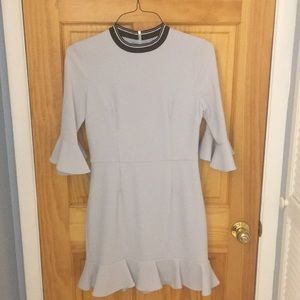 Blue dress with navy neckline